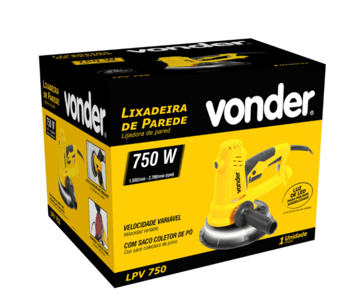 Lixadeira de Parede c/ Saco Coletor de Pó - 750W - 127V - Vonder - Imagem 2